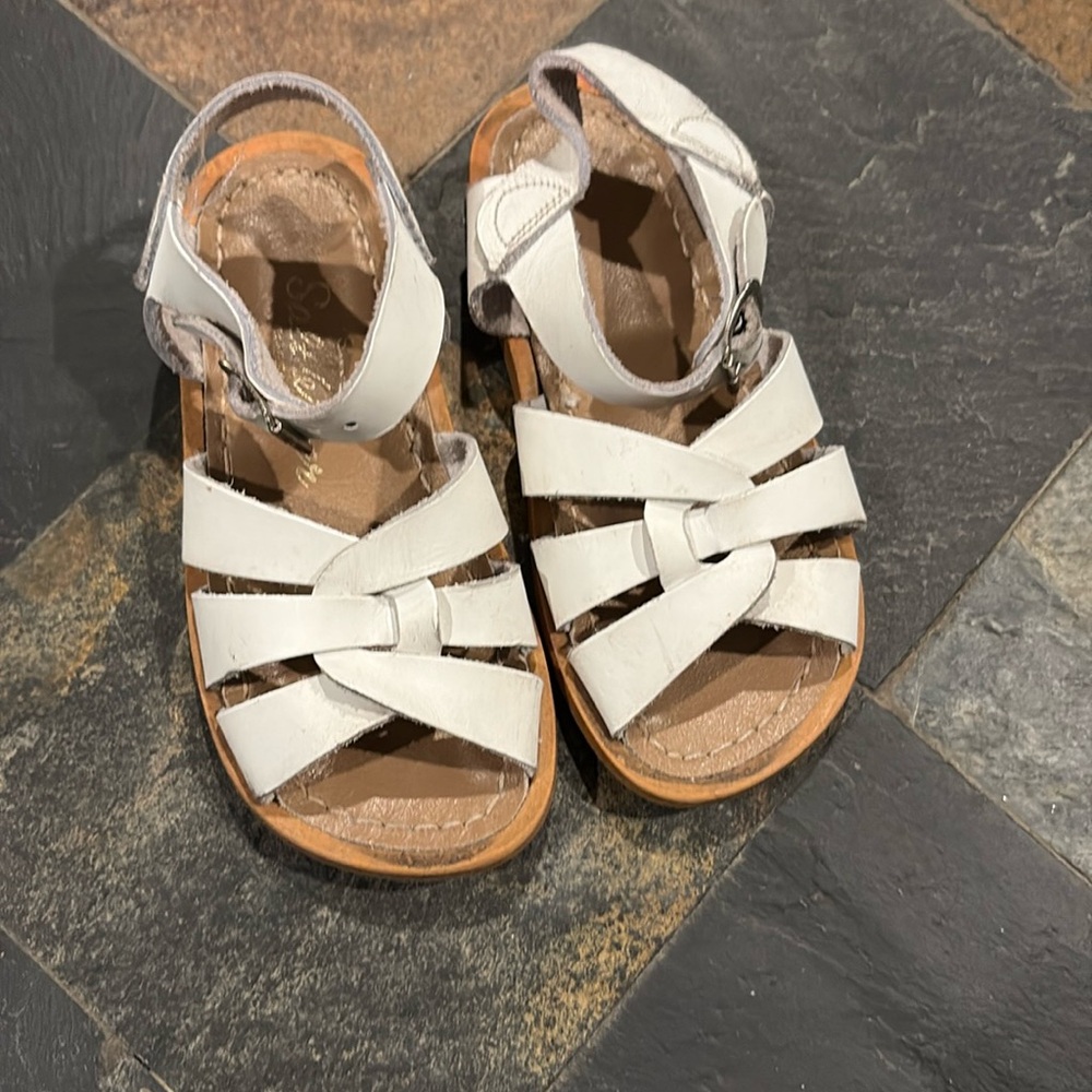 Salt Water Sandals by Hoy White Leather Kids Sandals